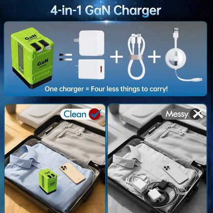 🔥🔥4-in-1 Compatible 120W Fast Charger with Retractable Type-C & Lightning Cable